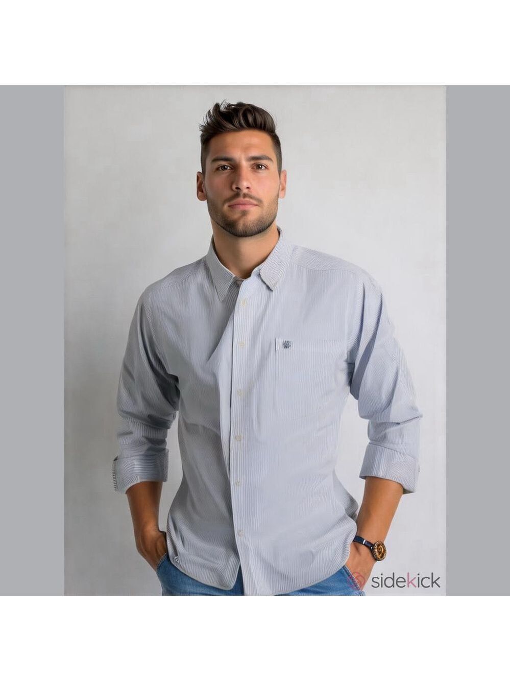 Men's Ariat Shirt, Blue & White Striped, Size XL